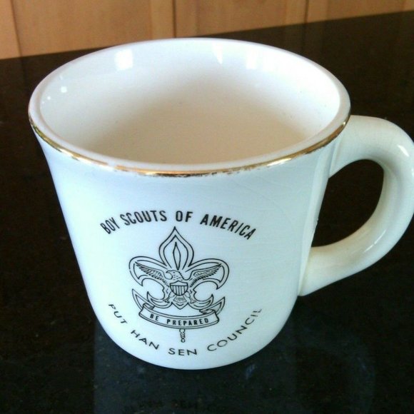 Vintage BSA Boy Scouts of America Coffee Mug Gold Trim Cup Put Han Sen Council - Picture 11 of 16